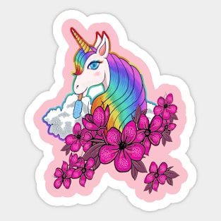 Cute Unicorn Flower Sticker